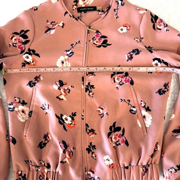 Ivanka Trump Pink Floral Bomber Jacket Silk Lined Vibrant Zip-Up Size 2 - Picture 8 of 9